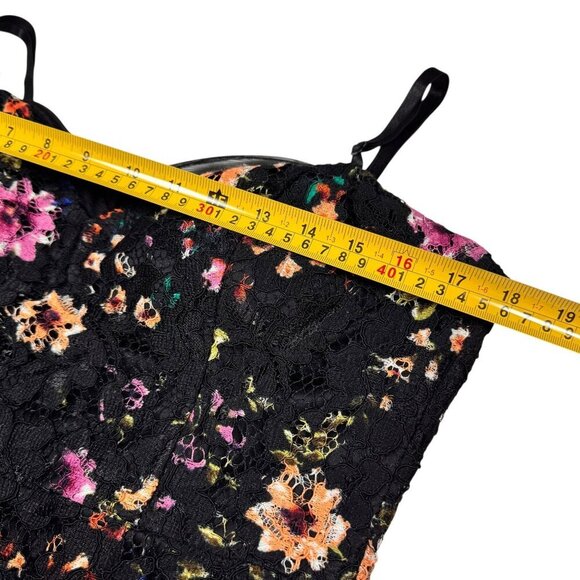 Guess Floral Lace Dress Sz.12 Black Spaghetti Straps Ruffle Fairy Event Party - Picture 7 of 15